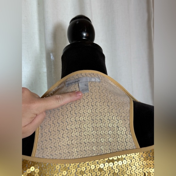 Y2K Old Navy Gold Sequin Party Tank Top XL - Picture 3 of 4